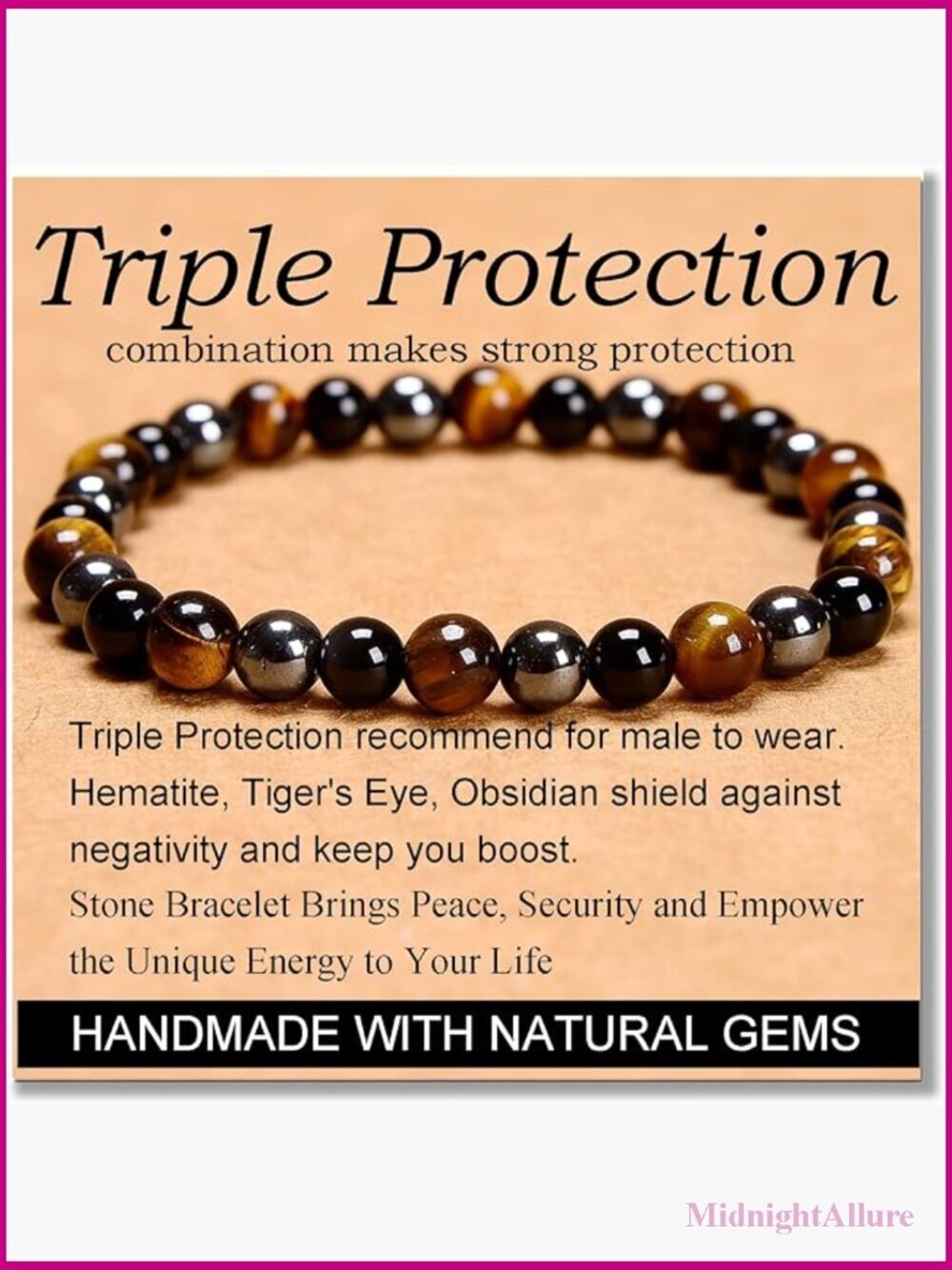 Handmade Natural Stone Stretch Bracelet Healing Energy Unisex Adjustable 6mm